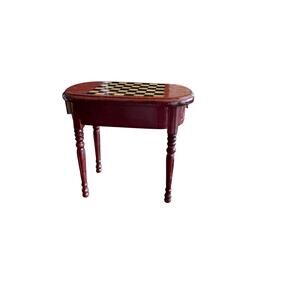 Vintage Dollhouse Miniature Oval Occasional Table with Chessboard Top